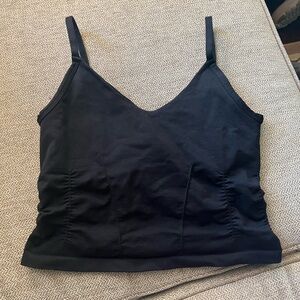 Free People Good Karma Ruched Crop Tank in Black size Small